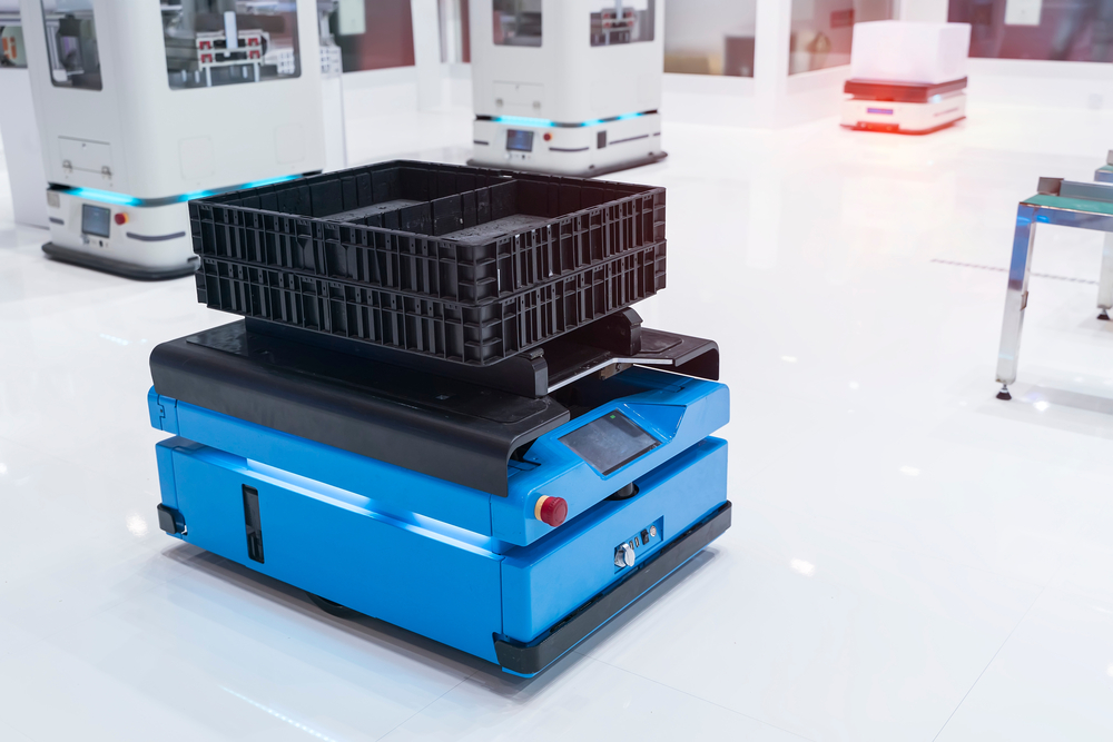 自動で動く小型の運送ロボットの画像